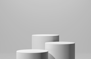 cylinder podium display for product and presentation, minimal style, 3D rendering