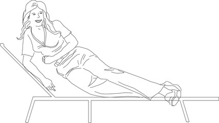 Vector sketch illustration of teenage girl sleeping relaxed