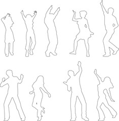 Vector sketch illustration of young couple dancing old 80s era