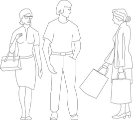 Vector sketch of a working couple leaving for office