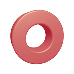 Pink alphabet letter o in 3d render
