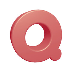 Pink alphabet letter q in 3d render
