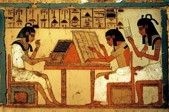 Ancient Egyptian fresco concept illustration, ai generated