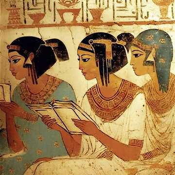 Ancient Egyptian fresco concept illustration, ai generated