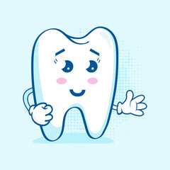 Adorable Cute Tooth Character, This character is often used as a design for dental care products, educational materials, and other merchandise related to dental health