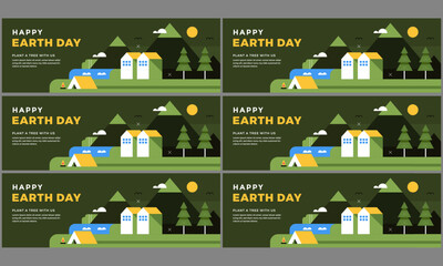 happy earth day banner set template vector flat design