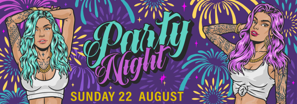 Fun night party colorful banner