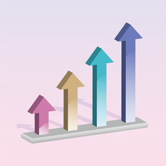 3d growth business graph steps chart, arrow icon sign or symbol