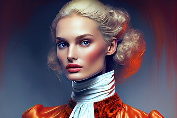 Abstract colorful concept of a fashion model, avant-garde experimental color and shape combinations, generative ai
