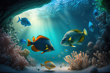 Obraz na płótnie Canvas tropical fish. sketch art for artist creativity and inspiration. generative AI 