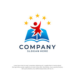 education logo book star concept premium vector