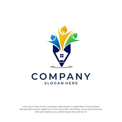 education logo pencil concept three people