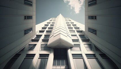 Obraz premium Building Illustration in bottom view, 3d rendering, generative AI 