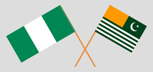 Crossed flags of Nigeria and Azad Kashmir. Official colors. Correct proportion