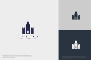 Obraz premium simple medieval castle Logo illustration vector design template