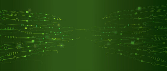 The concept of quantum computer technologies. Futuristic circuit board background vector. Modern technology printed circuit board texture background design. The waves are flowing. Quantum explosion