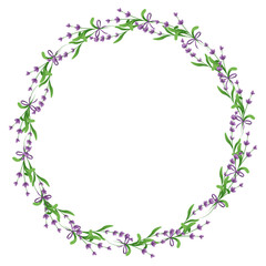 Fototapeta na wymiar Round floral frame of lavender flowers.