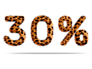 30 percent with leopard fur texture for special offer discount sale concept