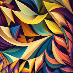 abstract colorful background with texture, lines, shapes, and curves illusions ai