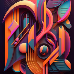 abstract colorful background with texture, lines, shapes, and curves illusions ai