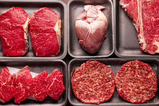 Different types of fresh raw beef