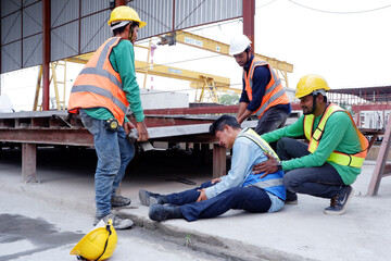 Male engineer injured in leg accident.