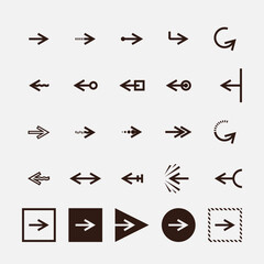 Arrows vector icon set. Accent arrow design for your projects, check them out. For desktop and mobile application, UI design, infographics, business plan, education. Vector illustration.
