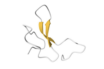 Structure of C-terminal region of the  human agouti-related protein. 3D cartoon model, secondary structure color scheme, PDB 1hyk