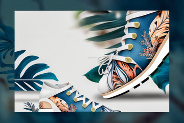 Trendy design fashion shoes template for web flyers presentation banners conceptual illustration.