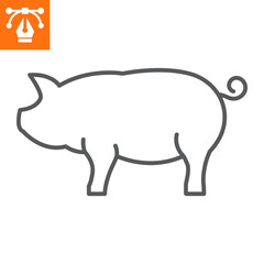 Pig line icon, outline style icon for web site or mobile app, animals and livestock, piglet vector icon, simple vector illustration, vector graphics with editable strokes.