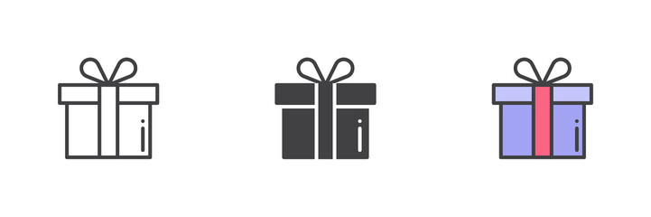Gift box different style icon set