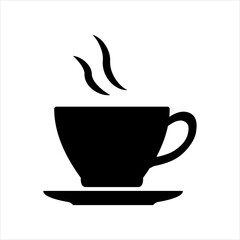 Coffee cup flat icon. Silhouette of a cup with hot tea. Vector illustration isolated on white background.
