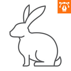Rabbit line icon, outline style icon for web site or mobile app, animals and livestock, bunny vector icon, simple vector illustration, vector graphics with editable strokes.