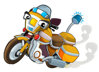 Cartoon motorcycle riding to the rescue illustration for children