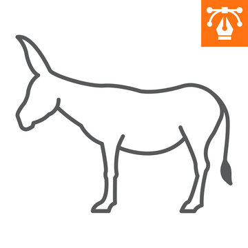 Donkey line icon, outline style icon for web site or mobile app, animals and zoo, mule vector icon, simple vector illustration, vector graphics with editable strokes.
