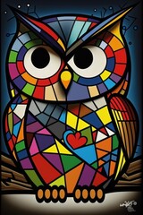owl art colored illustration, coruja colorida ilustração, arte. GENERATIVE AI