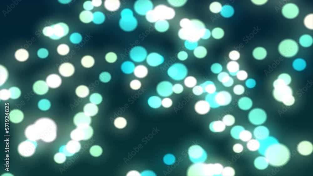Poster bokeh particle flying over black background, blue and white bokeh particle background,flying blue an