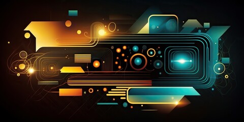 abstract futuristic computer technology, geometric technology background, Generative AI