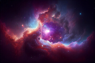 Obraz na płótnie Canvas Glowing mysterious universe background. Generative ai