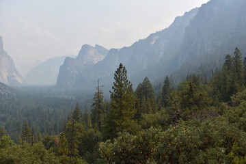 Yosemite national park, California mountains background, view of natural landscape, USA national...