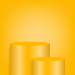 blank pedestal. yellow circular podium with steps for outstanding luxury product showcase display advertisement on color background with minimal style in studio room