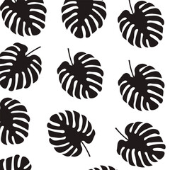 
White seamless pattern with palm leaves 