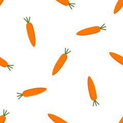 cartoon seamless pattern with carrot, easter theme background, vector illustration of vegetable, healthy vegan food wallpaper