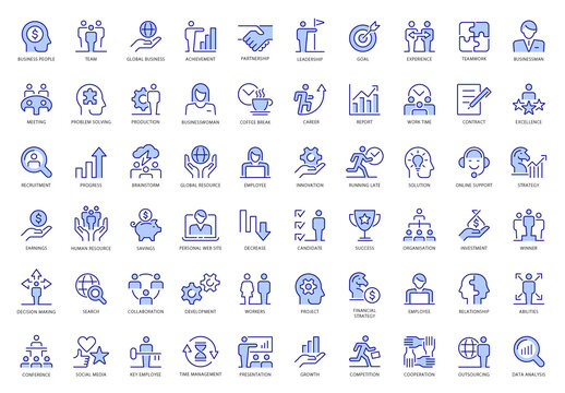Business people Blue Icons Set