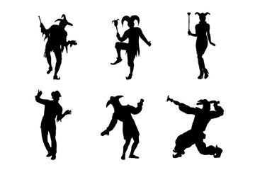 Fototapeta na wymiar Set of silhouettes of jester vector design
