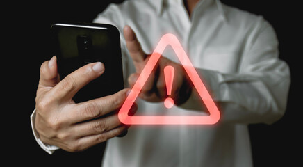 malware concept Cyber ​​crimes and prevention methods, smartphones showing malware and virus screens, hacking passwords and personal data.