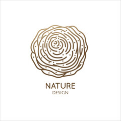 Flower logo. Rose, poppy icon. Round floral emblem in linear style. Vector abstract illustration, badge for design of natural product, flower shop, cosmetics, ecology concept, health, spa, yoga Center