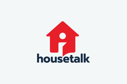 house talk logo with a combination of house image and subtle bubble or chat for any business especially for property, podcast, consultant, etc.
