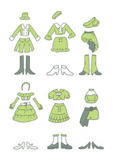 緑のアイドル衣装のイラストセット