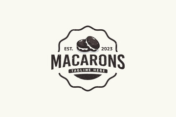 macarons logo in vintage style for any business, especially patisserie, bakery, cafe, etc.